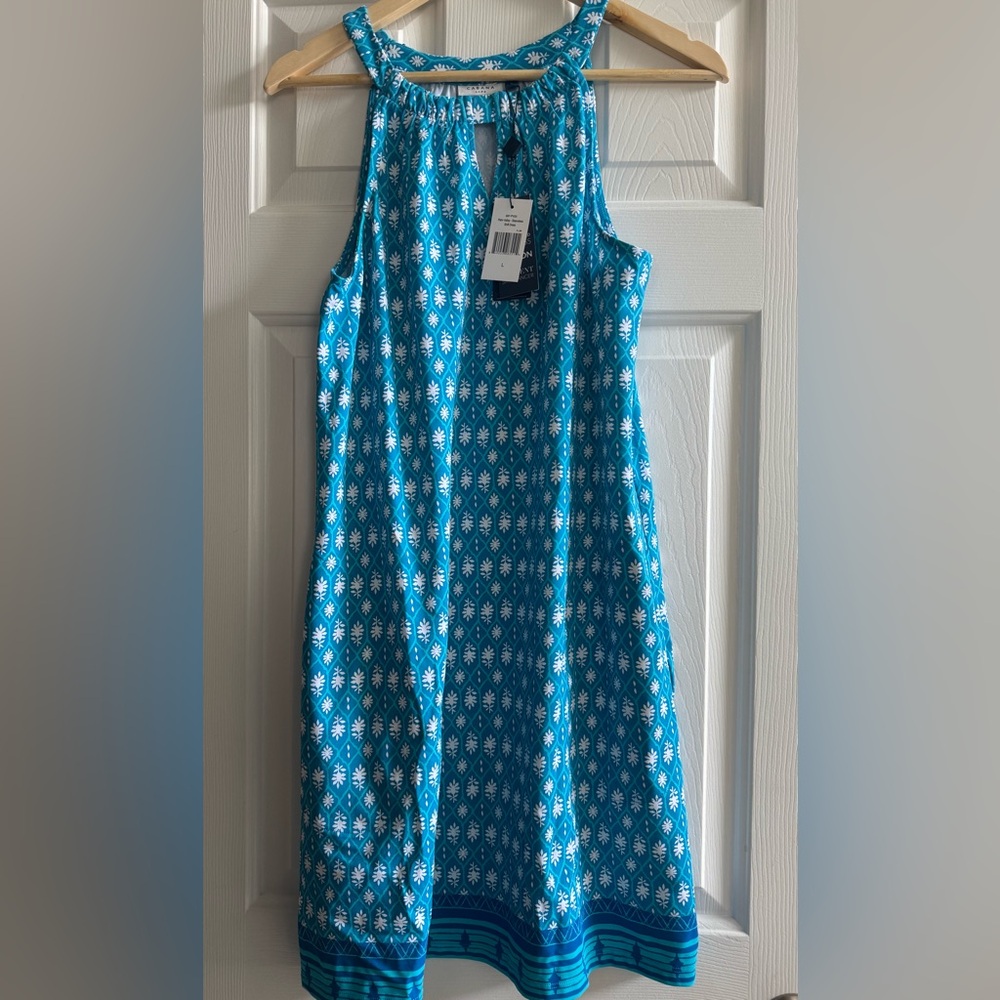 Cabana Life Palm Valley Sleeveless Shift Dress NWT Blue Large - Picture 2 of 7